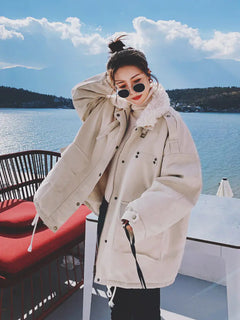 Korean Style Loose Plus Velvet Padded Jacket